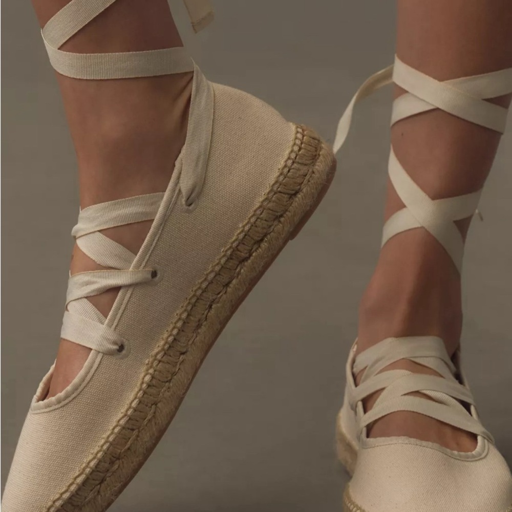 Maeve Tie-Up Espadrille Flats. Size 9. Brand New. Cream Color.
